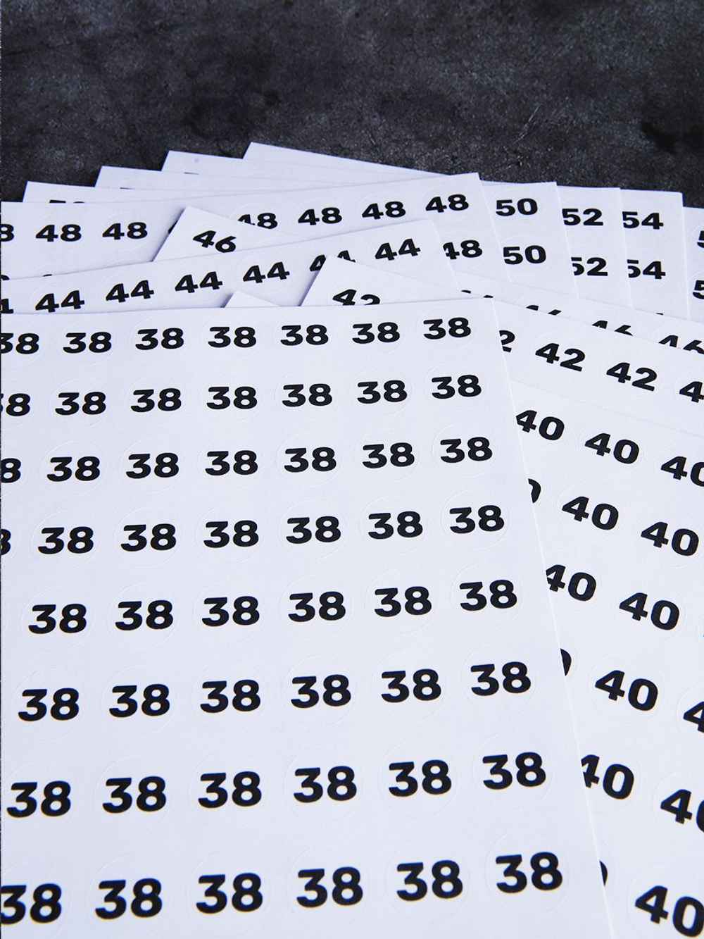 Размерники на одежду наклейки самоклеящееся S M L XL XXL