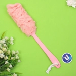 Мочалка массажная «PREMIUM - PARTEGO», на пластиковой ручке, цвет коралловый, 36*7см (лейбл Ультрамарин)