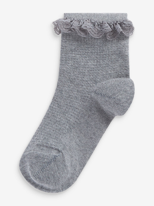 Носки хлопковые с рюшами для девочки Next M03-396, 2 шт., Серый