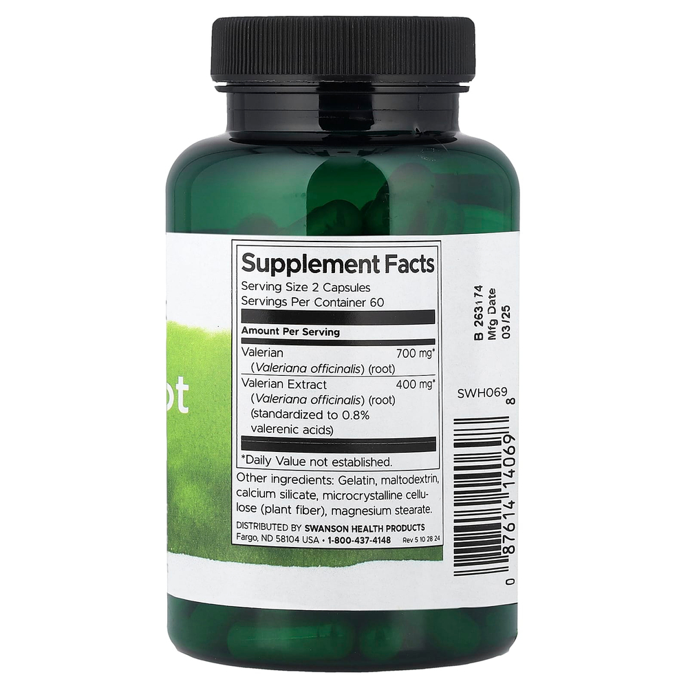 Swanson Vitamins, Экстракт корня валерианы, стандартизированный, 120 капсул