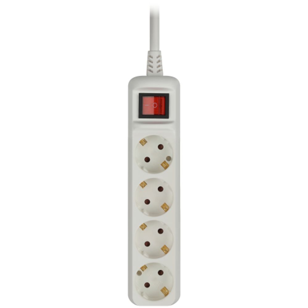 Удлинитель электрический ЭРА U-4es-5m-3x1 с заземлением с выключателем 4 розетки 5м ПВС 3x1мм2 16А