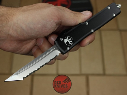 Нож Microtech Ultratech TFS/E - черная рукоять, клинок серрейторный RK-401