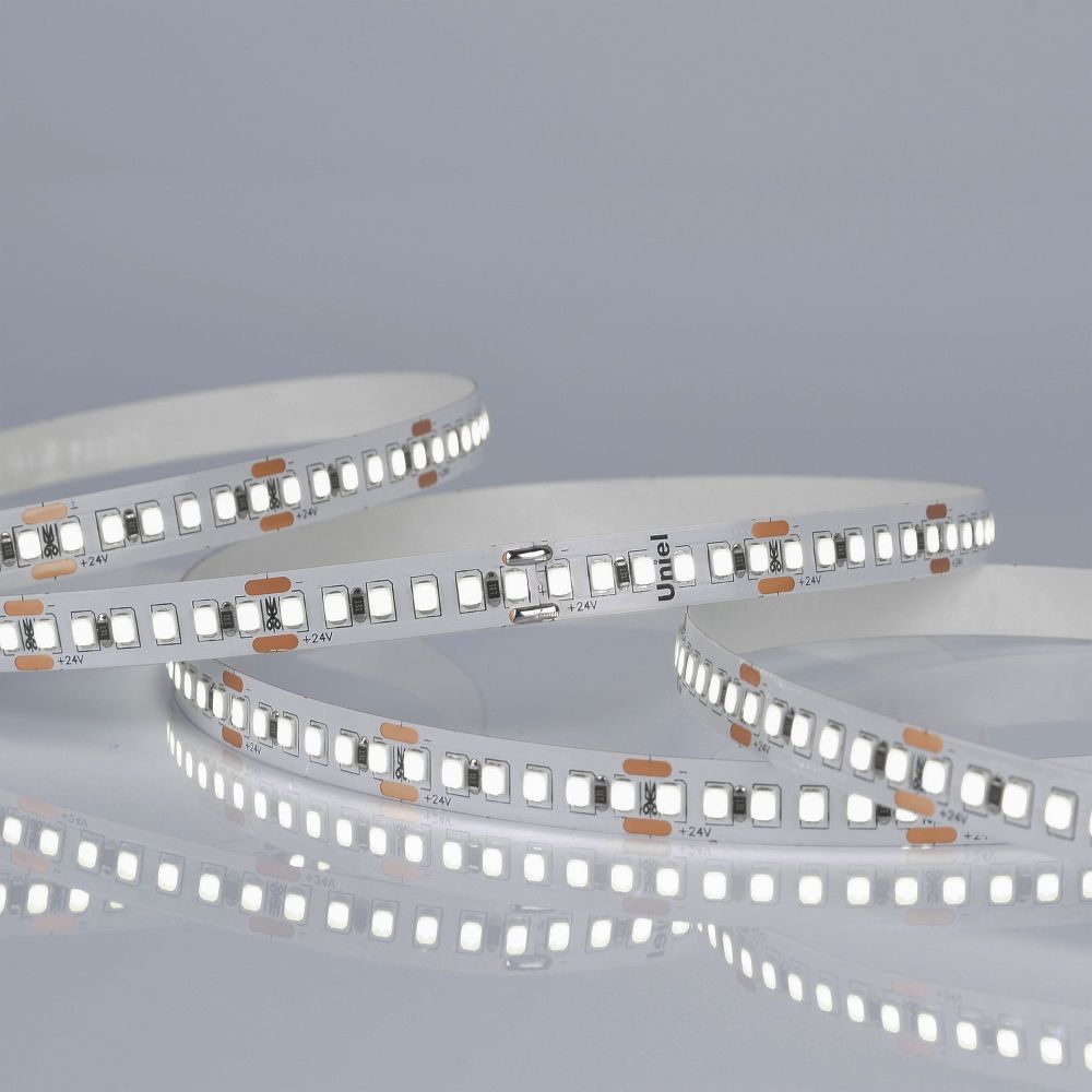 ULS-2835-180LED-m-10mm-IP20-DC24V-17W-m-5M-6500K Гибкая светодиодная лента на самоклеящейся основе. Катушка 5м. в герметичной упаковке. Дневной свет 6500K. ТМ Uniel