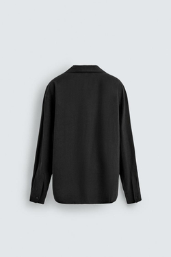 ZARA РУБАШКА RELAXED FIT ИЗ СТРУЯЩЕЙСЯ ТКАНИ, ЧЕРНЫЙ
