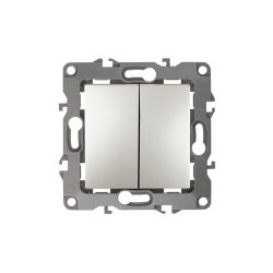 12-1104-15 ЭРА Выключатель двойной, 10АХ-250В, IP20, Эра12, перламутр