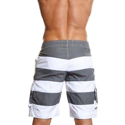 Мужские пляжные шорты Abercrombie&amp;Fitch белые в темно-серую полоску