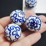 Бусины Гжель, керамические, синие голубые, р-р 25мм, штучно