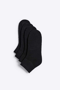 ZARA НАБОР ИЗ 4 ПАР КОРОТКИХ НОСКОВ, ЧЕРНЫЙ
