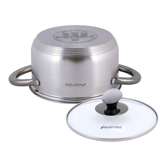 Кастрюля 2 л. из нержавеющей стали Kamille KM-4921 с черными ручками