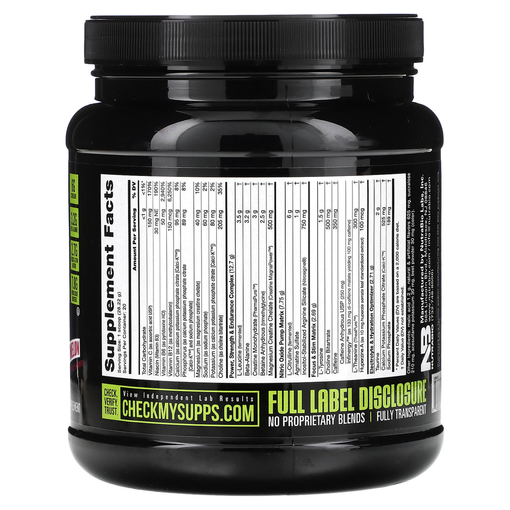 NutraBio, Pre-Workout Performance Igniter, арбуз, 564 г (1,24 фунта)