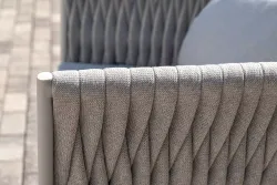 "Монако" лаунж-зона 4-местная из роупа со столом "Верона" (серый гранит), каркас светло-серый, роуп светло-серый