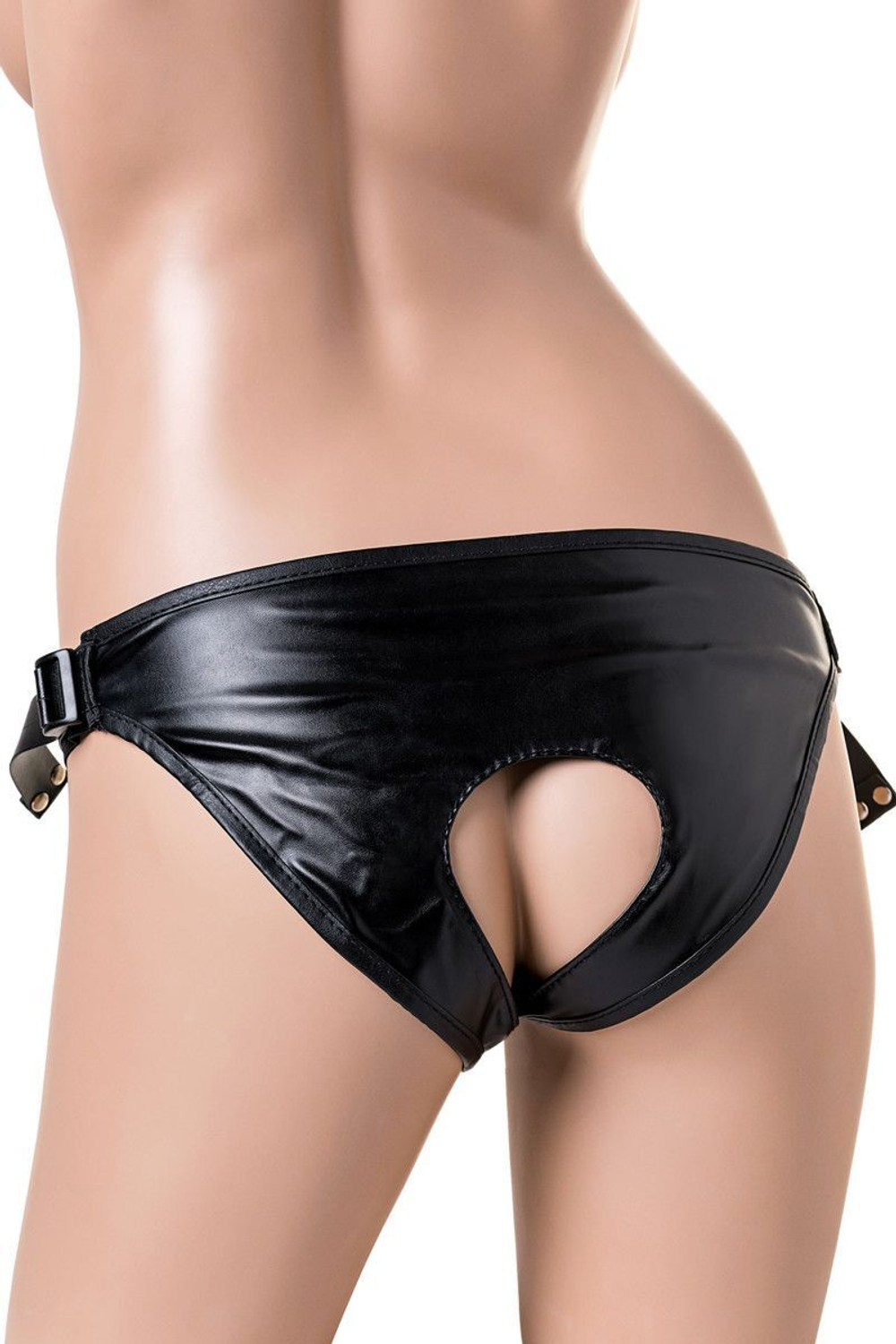 Трусики харнесс премиум класса с 2 насадками WOMAN CUBA (Цвет: телесный с черным)