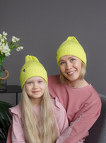 Шапка вязаная-резинка хлопковая КЭП(Сочный Лайм)