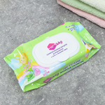 Салфетки влажные 70шт "Детские" ультрамягкие с алоэ и зеленым чаем, Wikky