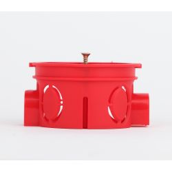 Коробка установочная ЭРА KUTS-68-42-s-red красная 68х42мм усиленная для твердых стен саморезы стыковочные узлы IP20 | Коробки монтажные установочные для твердых стен