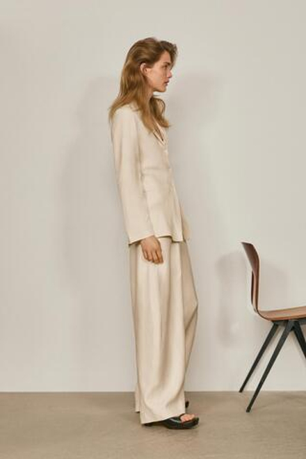 Massimo Dutti Двубортный пиджак с драпировкой - Limited Edition, натуральный