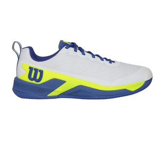 Мужские кроссовки теннисные Wilson Rush Pro 4.5 - white/amparo blue/safety yellow