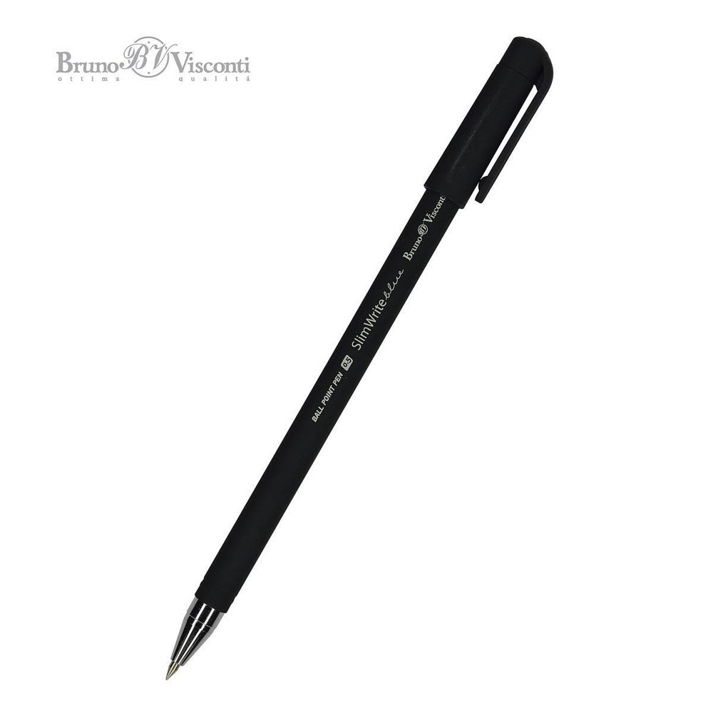Ручка шариковая 0.5мм, синяя &quot;Black. SlimWrite&quot; (Bruno Visconti)