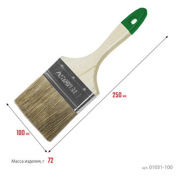 STAYER LASUR, 100 мм, 4″, смешанная щетина, деревянная ручка, для высокотекучих ЛКМ, плоская кисть (01031-100)