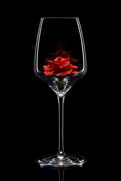Бокал для белого вина. Роза красная. Низкая.