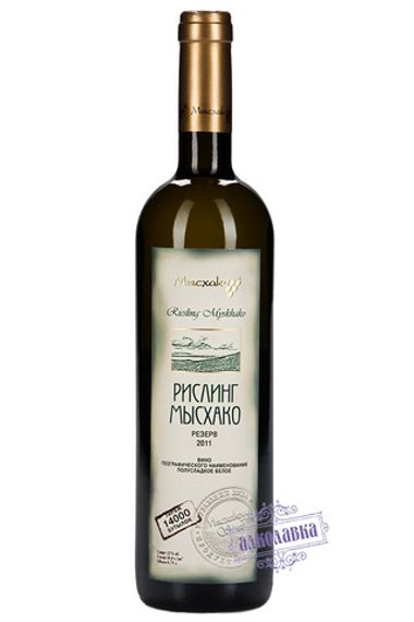 Мысхако. Вино Рислинг белое полусладкое урожай 2011 года. 0,75 Л