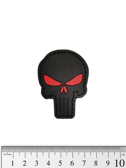 Шеврон Каратель PVC. Чёрный с красными глазами