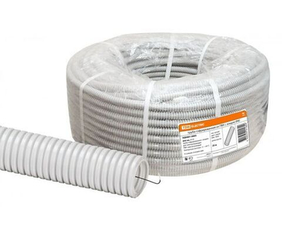 Труба гофрированная ПВХ d 40 с зондом (25 м) легкая, TDM SQ0401-0005 (25 м.)