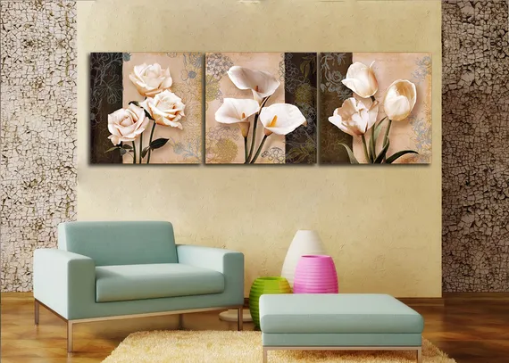 Модульная картина "Цветочное трио"