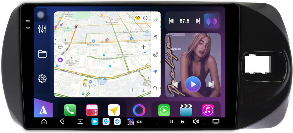 Магнитола для Toyota Vitz 3 2014-2019 - FarCar GX9-9540 монитор 9.5" 2K QLED на Android 14, TS20, 6+128Гб, CarPlay, 4G SIM-слот