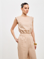 Топ льняной с крылышками латте