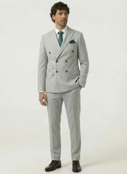 Мужской костюм двубортный (светло-серый) А67