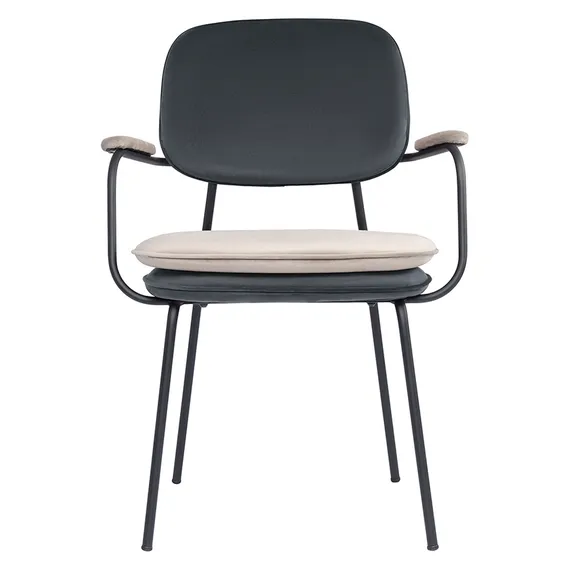 Стул с подлокотниками Pea, велюр, темно-серый/бежевый