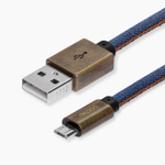 Дата-кабель Jeans USB - micro USB, медь/джинса 1.2м, синий