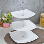 Фруктовница 3-х ярусная "Quadro" WHITE (99214), стеклокерамика