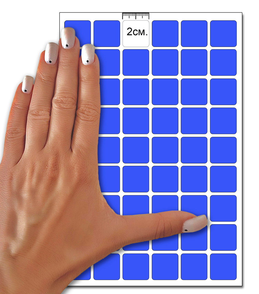 Светло-синие виниловые наклейки для маркировки Policomprint М2, 20х20 мм.