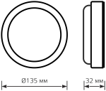 Св-к Gauss LED HALL 12W 940lm 4000K IP40 D135*32мм ЖКХ круг.белый с микров.сенсор.193411212-S