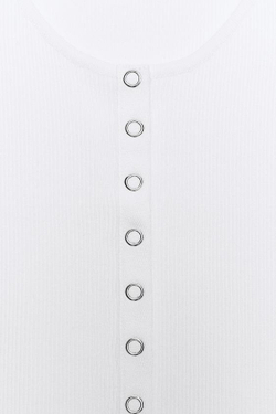 ZARA ТРИКОТАЖНЫЙ ТОП В РУБЧИК, БЕЛЫЙ
