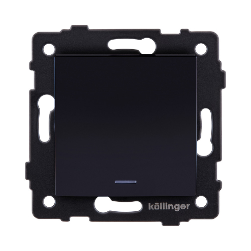 Выключатель 1-клавишный проходной 10А/250В с LED подсветкой, изогнутый, черный Kollinger REA-R-004BK для Aspekt, Eleganz, Reflex