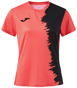 Женская теннисная футболка Joma Picasho Short Sleeve - fluor coral/black