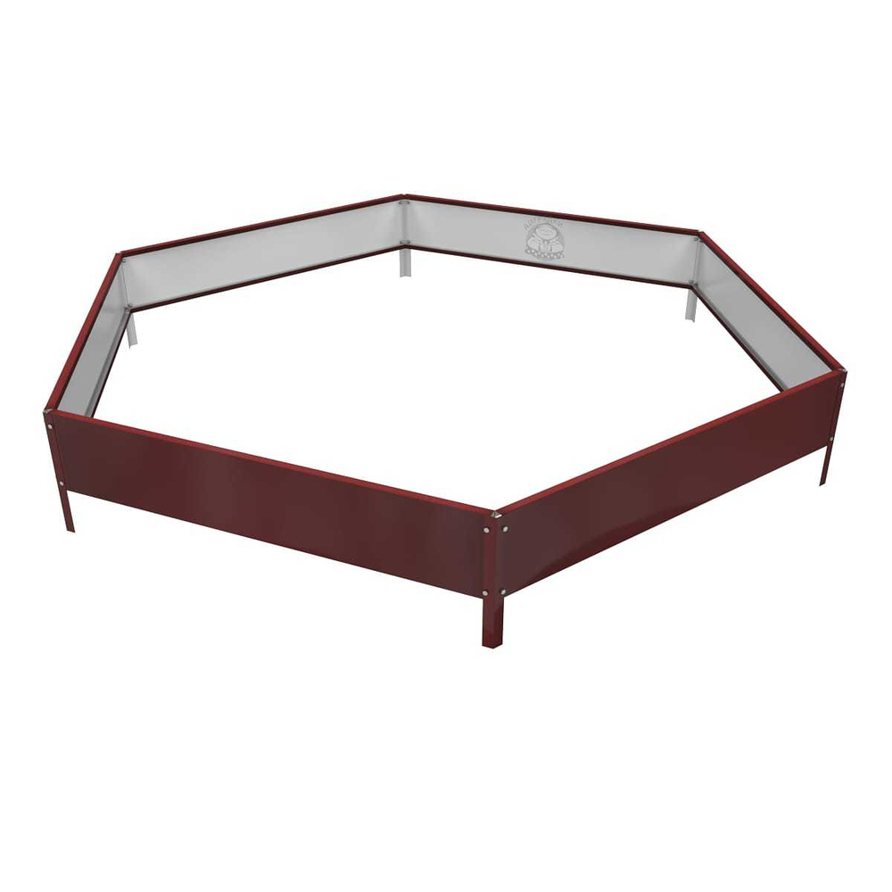 Клумба многоугольная оцинкованная с ножками 1 ярус RAL 3011 Красно-коричневый