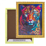 Алмазная мозаика Alingar, на подрамнике, с полным заполнением, (глянц) дизайн рамка, 30х40 см, 20 цветов, "Дикая кошка"