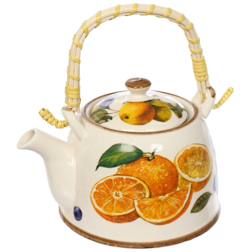 Чайник заварочный керамический 700мл с ситом «Апельсины»
