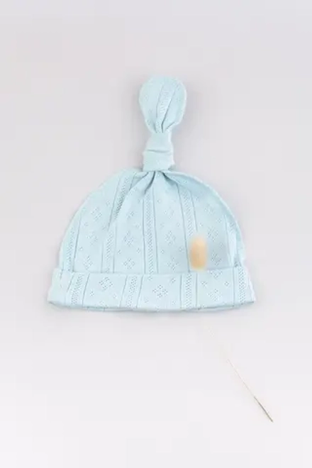 Шапочка с узелком ажур Biniboo лазурный