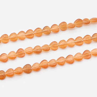 пр-05 Сердечки "кошачий глаз" (имит.), "Персик", 8мм (10шт)