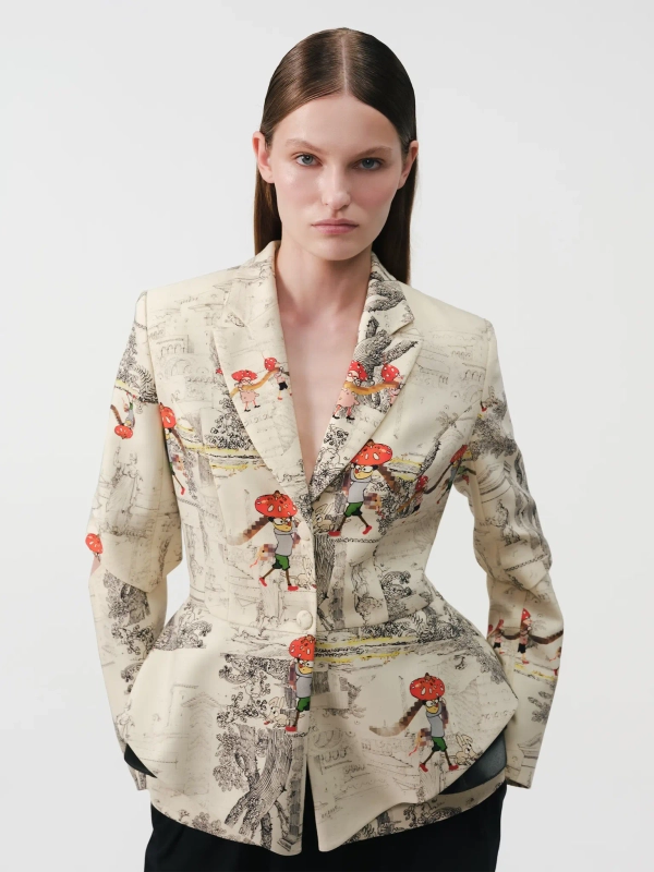 Жакет принтованный с баской