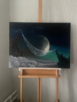 Картина маслом на холсте "Лунная паутинка" 80х60 см. Деревянный подрамник. Художник Наталия Осадчук