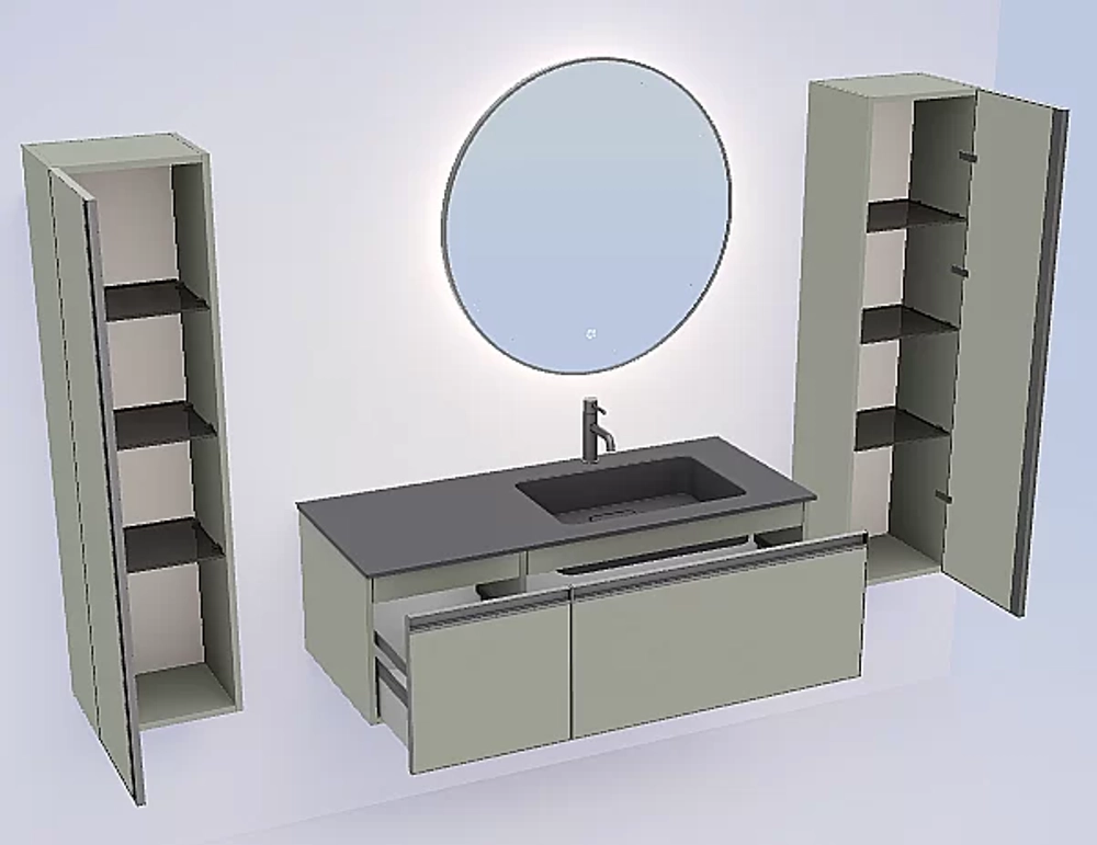 Тумба с раковиной Armadi Art QUATRO 2 120 LUNA/профиль ANTHRACITE/раковина ANTHRACITE