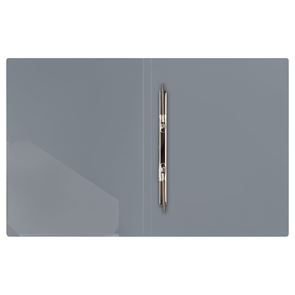 Папка с пружинным cкоросшивателем Стамм Стандарт, 700мкм, корешок 17мм, серая, карман внутр.