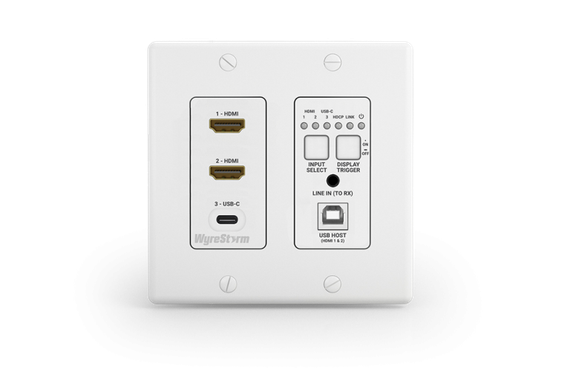 Wyrestorm SW-130-TX-US - настенный HDBT передатчик c 3 входами (2 HDMI, USB-C), USB хост, CEC, (4K: 100м), 2-gang US