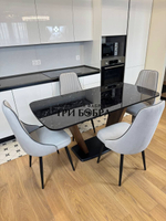 Кухонный раскладной стол "Прадо" черный мрамор и 4 стула Сорренто